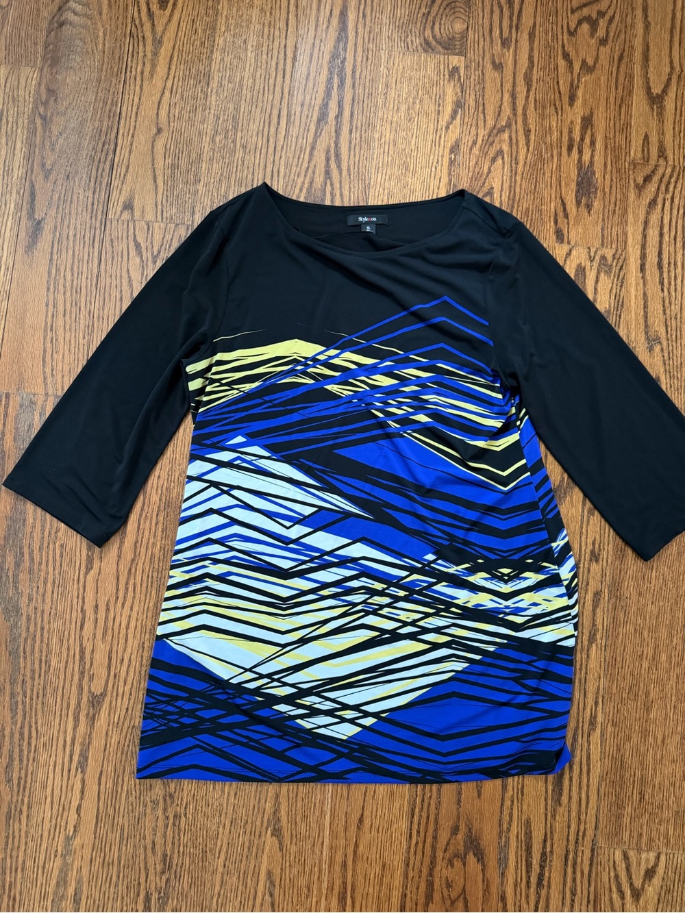 Style & Co. Black Blue and Yellow Tunic